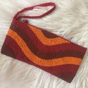 70s Vintage Vibes Beaded Wristlet Purse